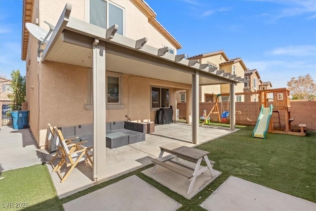 6301 Beavertail Pond Ave, Las Vegas, NV 89122 - view of patio featuring a playground and a residential view