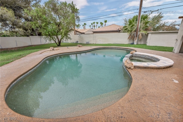 7045 Edna Ave, Las Vegas, NV 89117 - view of pool with a pool with connected hot tub and a fenced backyard