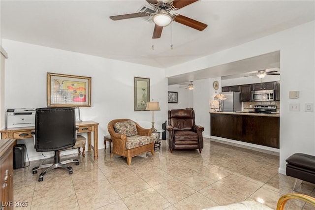2725 S Nellis Blvd Unit 1037, Las Vegas, NV 89121 - office area with a ceiling fan and light tile patterned flooring