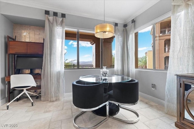 30 Via Mantova Unit 202, Henderson, NV 89011 - dining room featuring stone tile flooring and ornamental molding