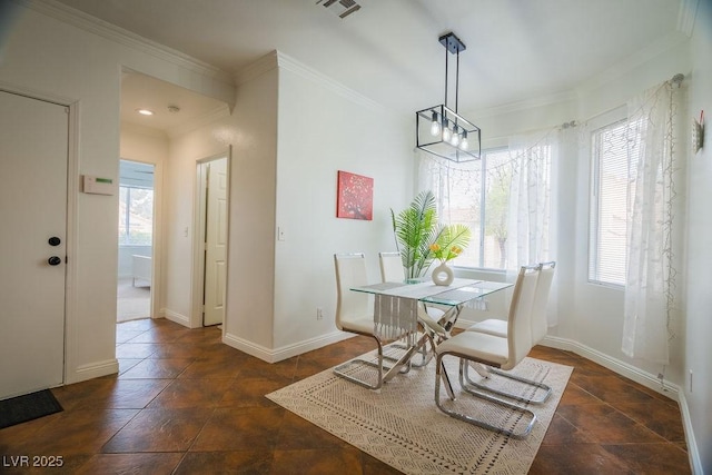 2251 Vangogh Dr, Henderson, NV 89074 - dining room with plenty of natural light, ornamental molding, and a chandelier