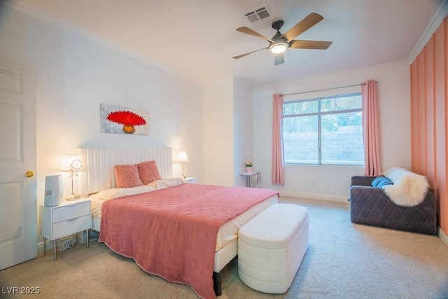 2251 Vangogh Dr, Henderson, NV 89074 - carpeted bedroom featuring crown molding and ceiling fan