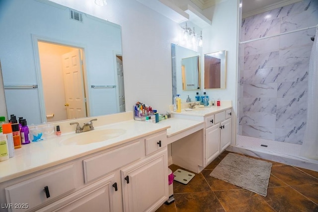 2251 Vangogh Dr, Henderson, NV 89074 - bathroom featuring vanity and tiled shower