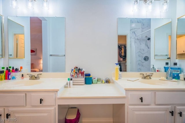 2251 Vangogh Dr, Henderson, NV 89074 - full bath featuring a marble finish shower and vanity