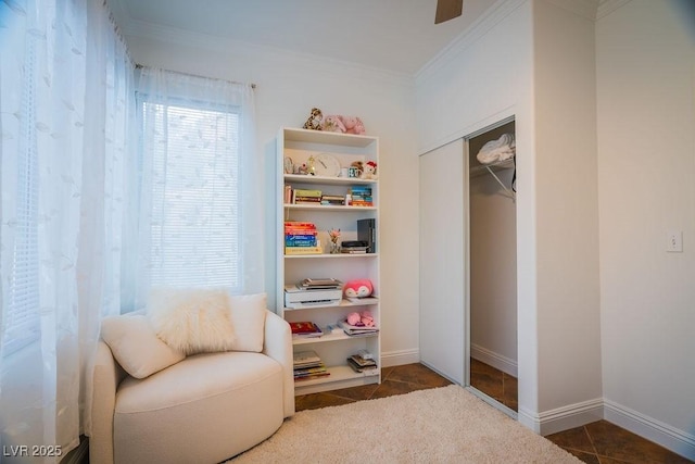 2251 Vangogh Dr, Henderson, NV 89074 - sitting room with ornamental molding and tile patterned flooring