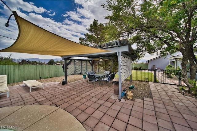 2910 Sunset St, Pahrump, NV 89060 - fenced backyard featuring a gazebo, a patio, and outdoor dining area