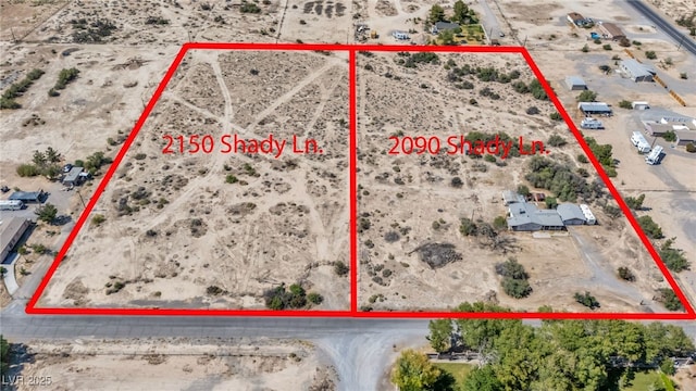 2090 Shady Ln, Pahrump, NV 89060 - overview of rural landscape with a desert landscape and property boundaries highlighted