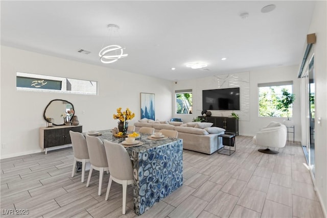 6234 Amber View St, Las Vegas, NV 89135 - living room with wood tiled floors, recessed lighting, and a chandelier
