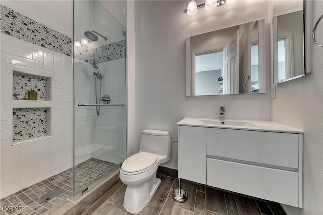 22 Starbrook Dr, Henderson, NV 89052 - full bathroom with a shower stall, vanity, and wood finished floors