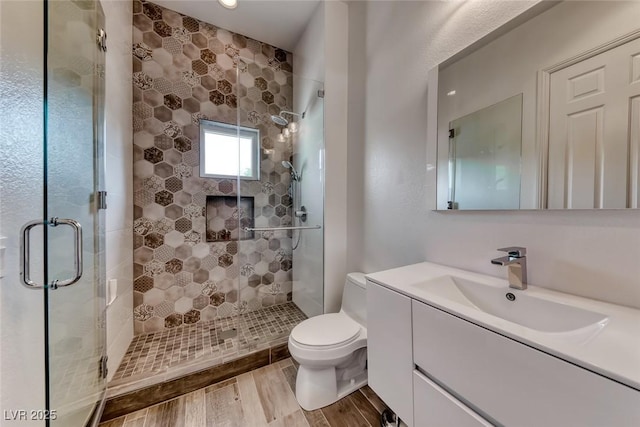 22 Starbrook Dr, Henderson, NV 89052 - full bath with vanity, a shower stall, and wood finished floors