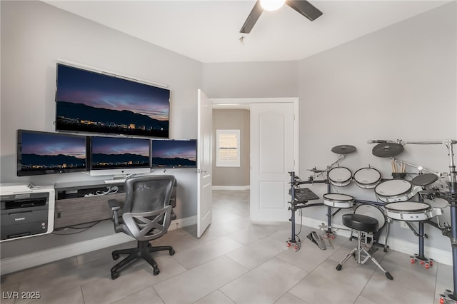 1641 Dark Wolf Ave, Las Vegas, NV 89123 - office area featuring a ceiling fan and light tile patterned flooring