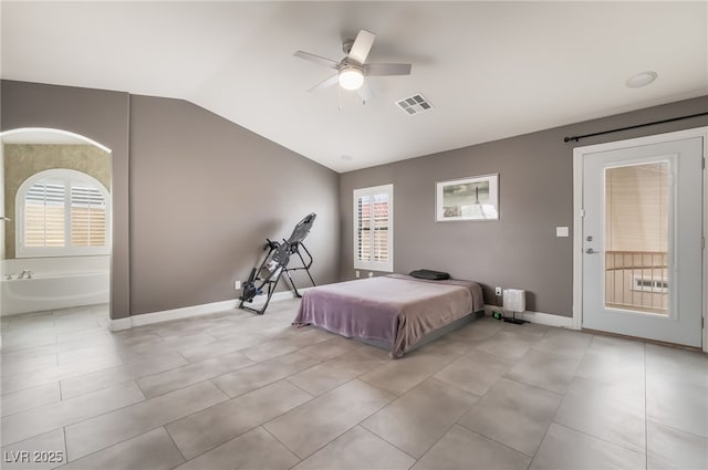 1641 Dark Wolf Ave, Las Vegas, NV 89123 - bedroom featuring lofted ceiling, light tile patterned floors, and a ceiling fan