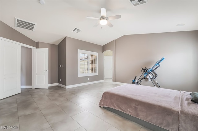 1641 Dark Wolf Ave, Las Vegas, NV 89123 - tiled bedroom featuring lofted ceiling and ceiling fan
