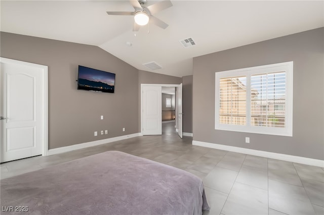 1641 Dark Wolf Ave, Las Vegas, NV 89123 - tiled bedroom featuring lofted ceiling and a ceiling fan