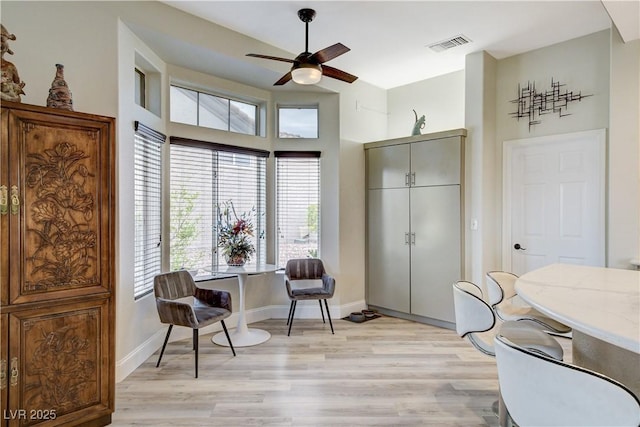 2832 Castle Bar Dr, Las Vegas, NV 89134 - home office featuring a ceiling fan and light wood-type flooring