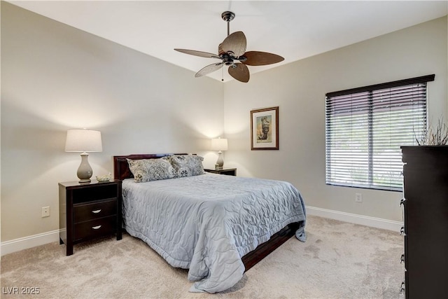 2832 Castle Bar Dr, Las Vegas, NV 89134 - bedroom featuring light carpet, vaulted ceiling, and ceiling fan