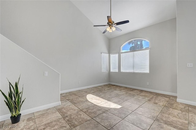 917 Intrigue Way, Las Vegas, NV 89128 - spare room featuring a ceiling fan and high vaulted ceiling