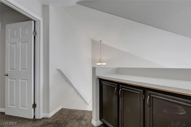 917 Intrigue Way, Las Vegas, NV 89128 - staircase featuring carpet flooring and lofted ceiling