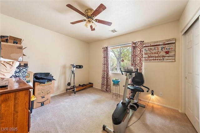 200 E Domingo St, Pahrump, NV 89048 - exercise area with carpet flooring and ceiling fan