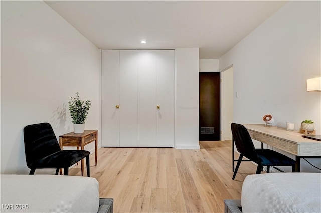 3022 El Camino Ave, Las Vegas, NV 89102 - bedroom with light wood-type flooring, recessed lighting, and a closet