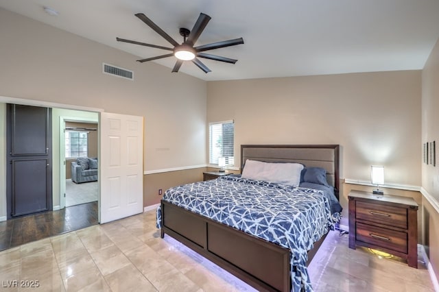 4006 Clove Tree Ct, North Las Vegas, NV 89031 - bedroom with lofted ceiling and a ceiling fan