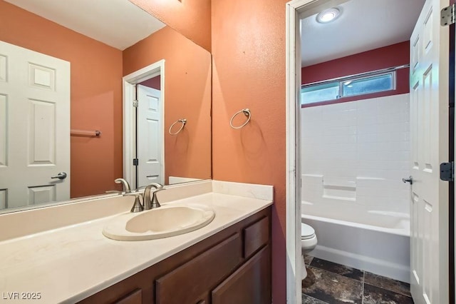 6349 Blushing Willow St, North Las Vegas, NV 89081 - full bathroom with vanity, stone finish flooring, and bathtub / shower combination