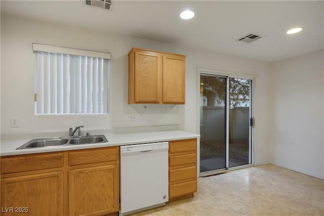6005 Bristol Crest Ln, Las Vegas, NV 89139 - kitchen featuring dishwasher, light countertops, and recessed lighting