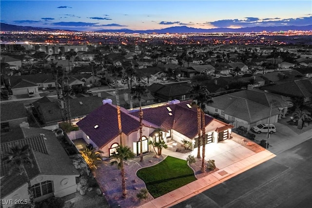 1144 Calico Ridge Dr, Henderson, NV 89011 - aerial view at dusk of a mountain view