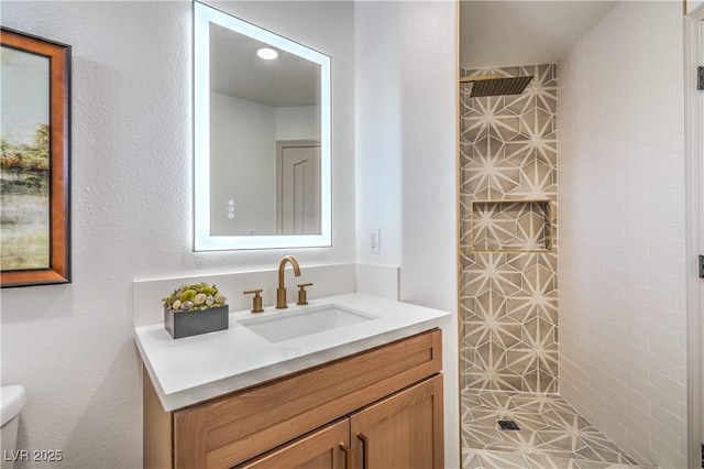 1144 Calico Ridge Dr, Henderson, NV 89011 - full bathroom featuring tiled shower and vanity