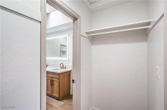 1144 Calico Ridge Dr, Henderson, NV 89011 - walk in closet with light wood-style flooring and bar with sink