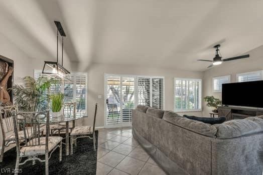2135 Hallston St, Las Vegas, NV 89134 - living room with light tile patterned flooring and ceiling fan