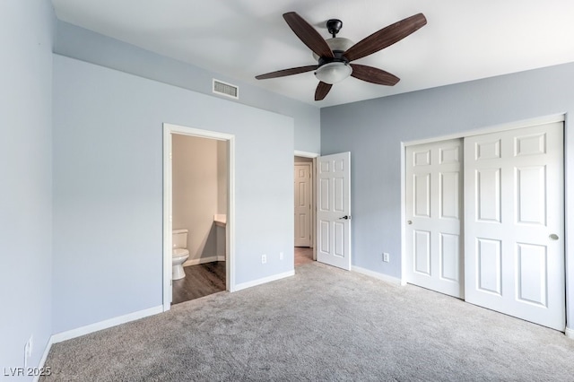 6068 Shyley St Unit 102, Henderson, NV 89011 - unfurnished bedroom with carpet floors, a closet, ensuite bath, and ceiling fan