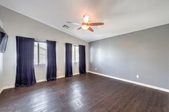 6068 Shyley St Unit 102, Henderson, NV 89011 - spare room with a ceiling fan, vaulted ceiling, and wood finished floors