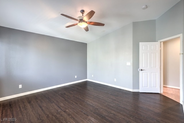 6068 Shyley St Unit 102, Henderson, NV 89011 - unfurnished room featuring a ceiling fan, dark wood-style floors, a smoke detector, and lofted ceiling