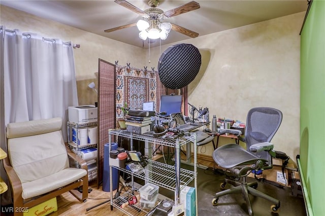 7721 Beach Falls Ct, Las Vegas, NV 89149 - office featuring ceiling fan and wood finished floors
