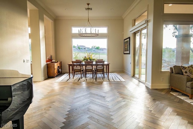 9 Knob Oak Dr, Henderson, NV 89052 - dining room featuring a chandelier, plenty of natural light, and ornamental molding