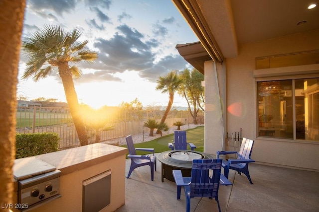 9 Knob Oak Dr, Henderson, NV 89052 - view of patio featuring an outdoor fire pit and a grill