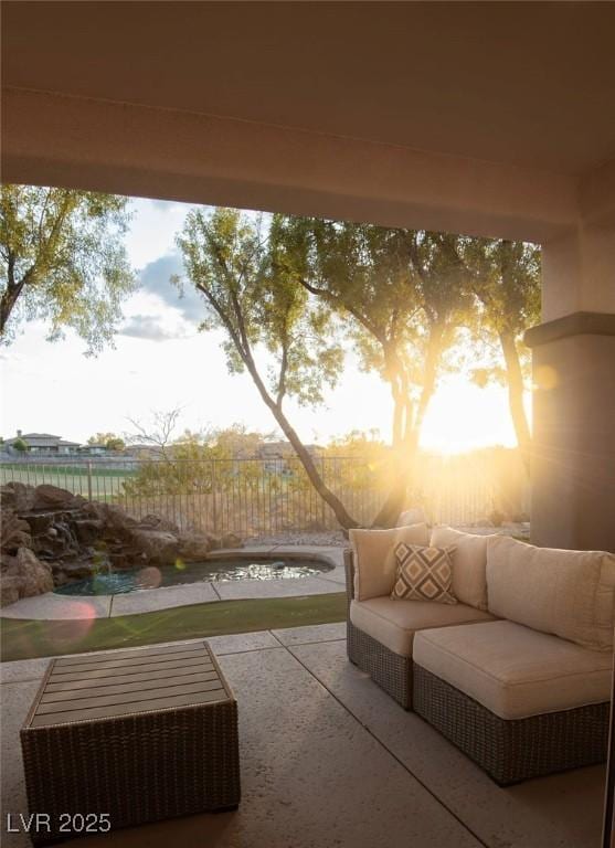9 Knob Oak Dr, Henderson, NV 89052 - fenced backyard featuring a patio and an outdoor hangout area