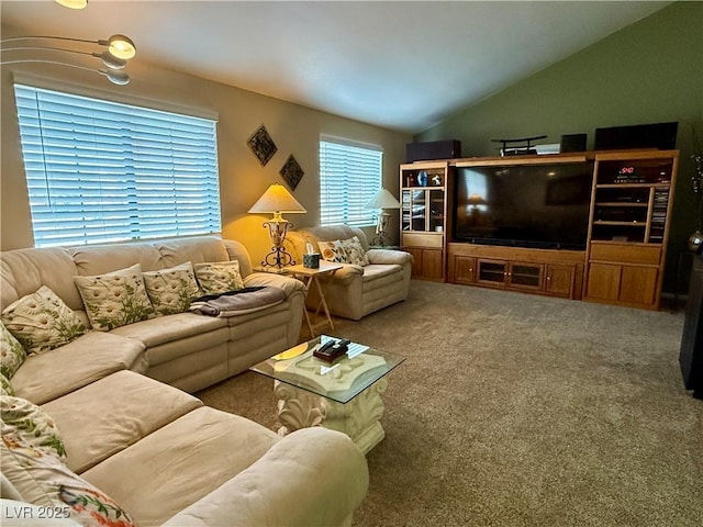 2975 Montessouri St, Las Vegas, NV 89117 - living room featuring vaulted ceiling and carpet floors