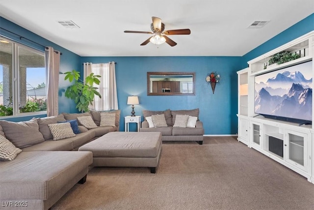 9305 Briar Bridge Ave, Las Vegas, NV 89148 - carpeted living room with a ceiling fan