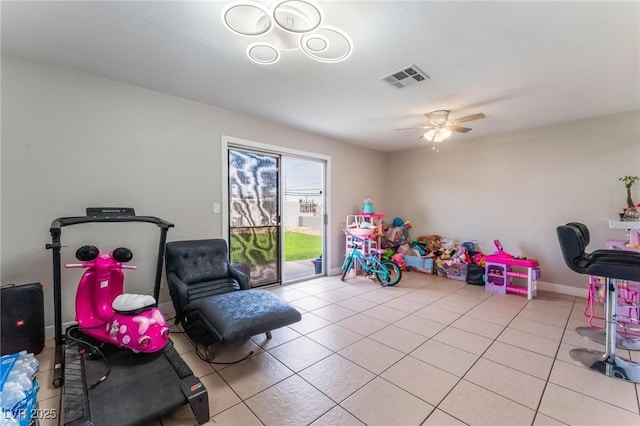2690 Diamante Cir, Las Vegas, NV 89121 - rec room with a ceiling fan and light tile patterned flooring