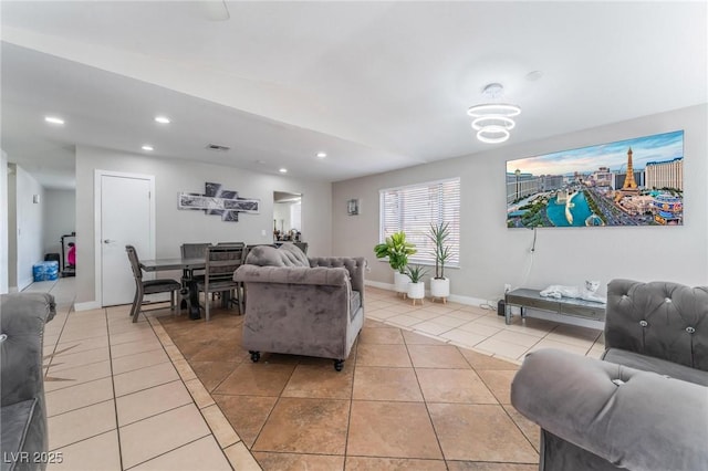 2690 Diamante Cir, Las Vegas, NV 89121 - living room featuring light tile patterned floors and recessed lighting