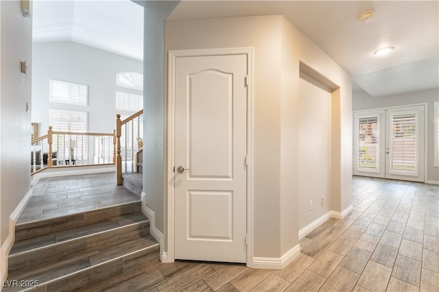 8424 Willowleaf Ct, Las Vegas, NV 89128 - hall with wood finished floors, plenty of natural light, and stairway