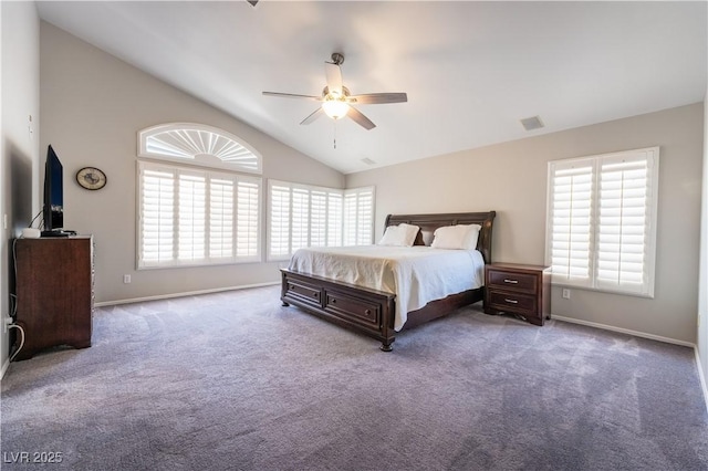 8424 Willowleaf Ct, Las Vegas, NV 89128 - carpeted bedroom featuring lofted ceiling and ceiling fan