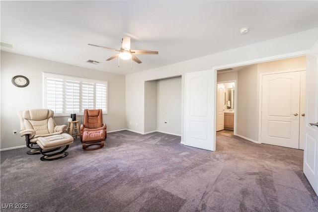 8424 Willowleaf Ct, Las Vegas, NV 89128 - sitting room featuring a ceiling fan and carpet floors
