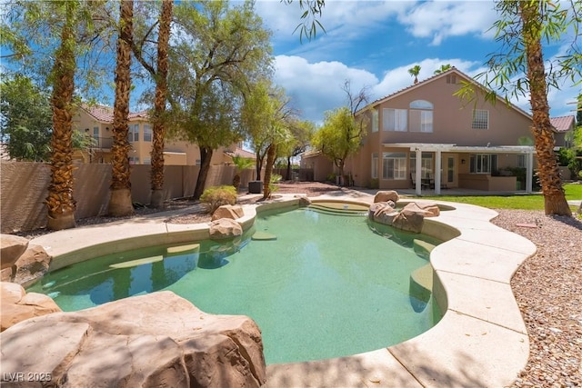 8424 Willowleaf Ct, Las Vegas, NV 89128 - swimming pool with a fenced backyard, a patio, and a hot tub