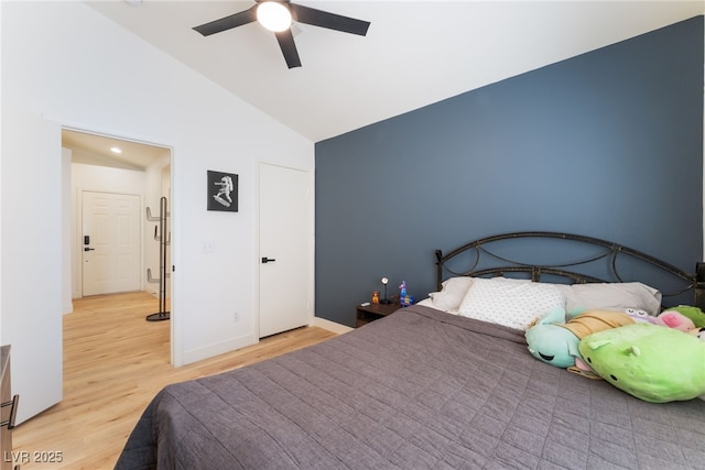 7909 Lovely Pine Pl, Las Vegas, NV 89143 - bedroom featuring wood finished floors, ceiling fan, and high vaulted ceiling