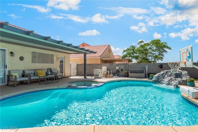 7909 Lovely Pine Pl, Las Vegas, NV 89143 - view of swimming pool featuring a patio and a pool with connected hot tub
