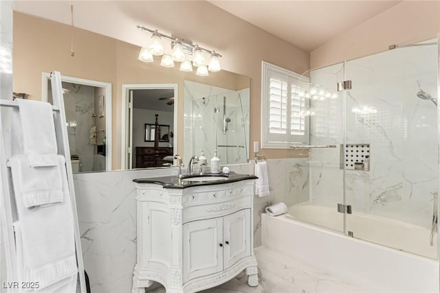 3938 Redfield Ave, North Las Vegas, NV 89032 - bathroom with vanity and combined bath / shower with glass door