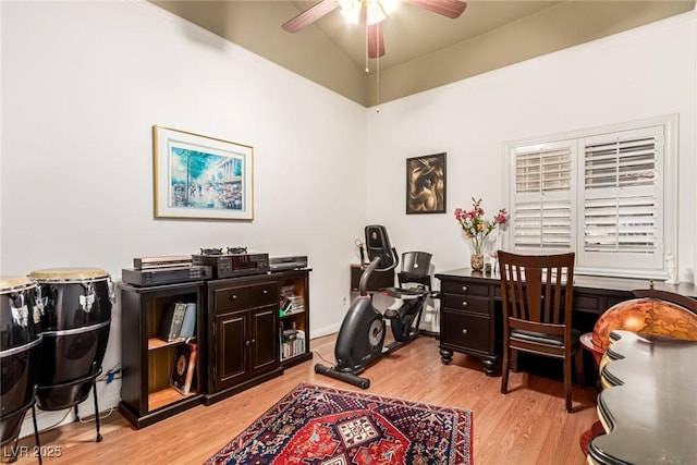3938 Redfield Ave, North Las Vegas, NV 89032 - office featuring light wood-type flooring, ceiling fan, and lofted ceiling